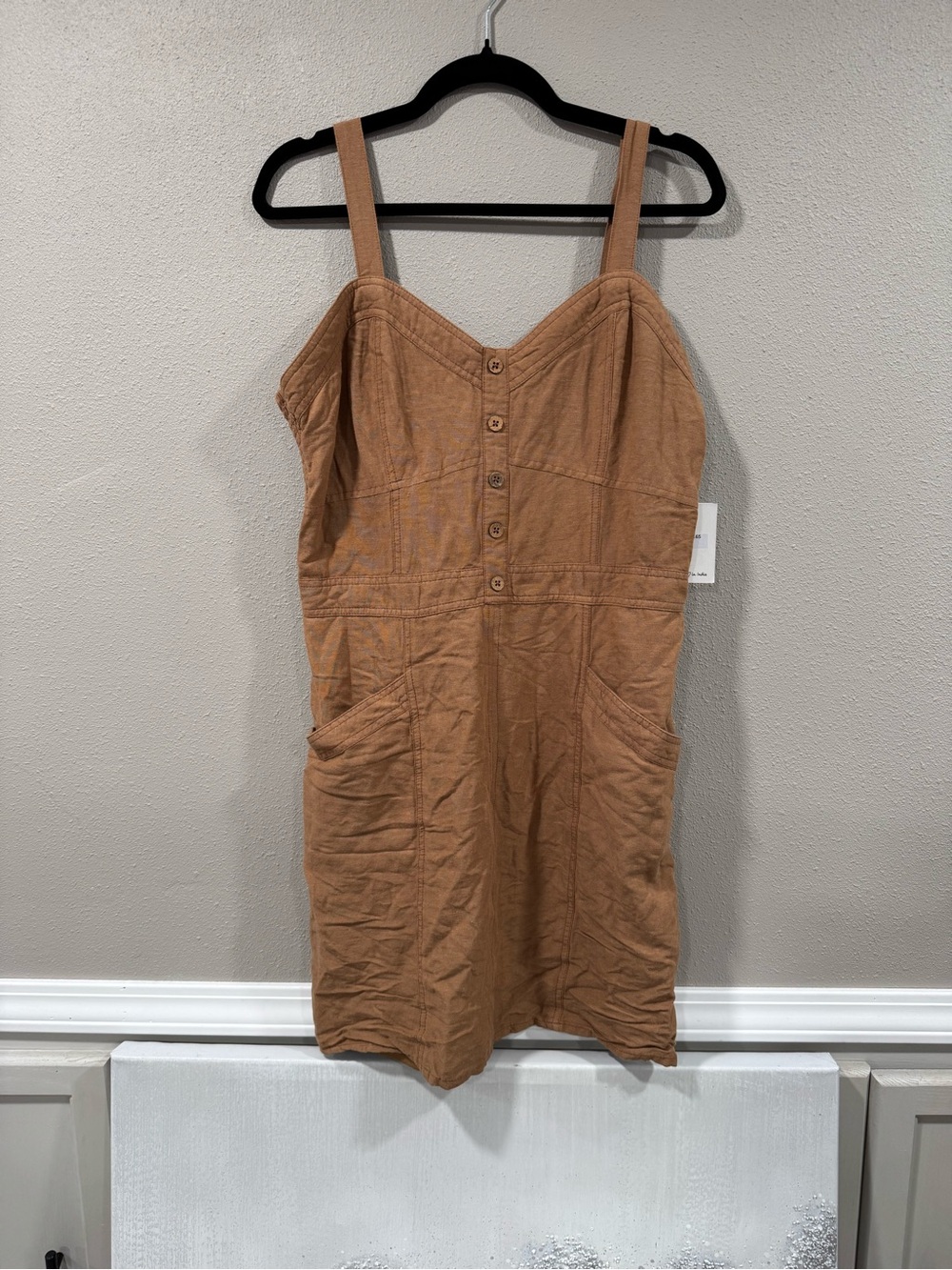 NWT Women’s Brown Tank Dress with Button Front - Picture 2 of 6